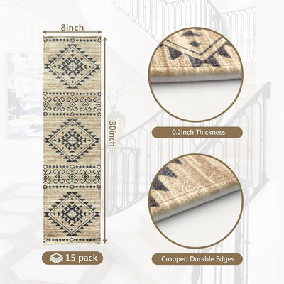 Alfombra antideslizante peldaños madera interiores 8x30pulg beige