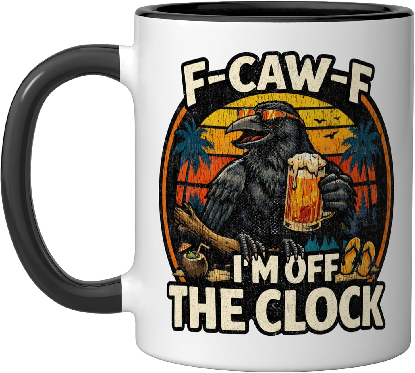 Taza Cerámica Trabajo Humorística Bebida Cerveza Negro/Blanco