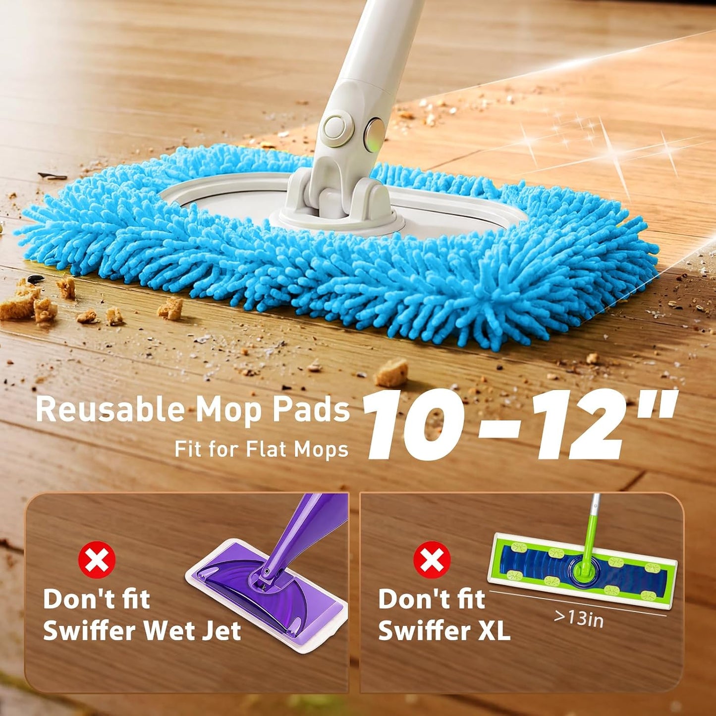 6 Pzas Almohadillas Microfibra Reutilizables para Trapeador Seco