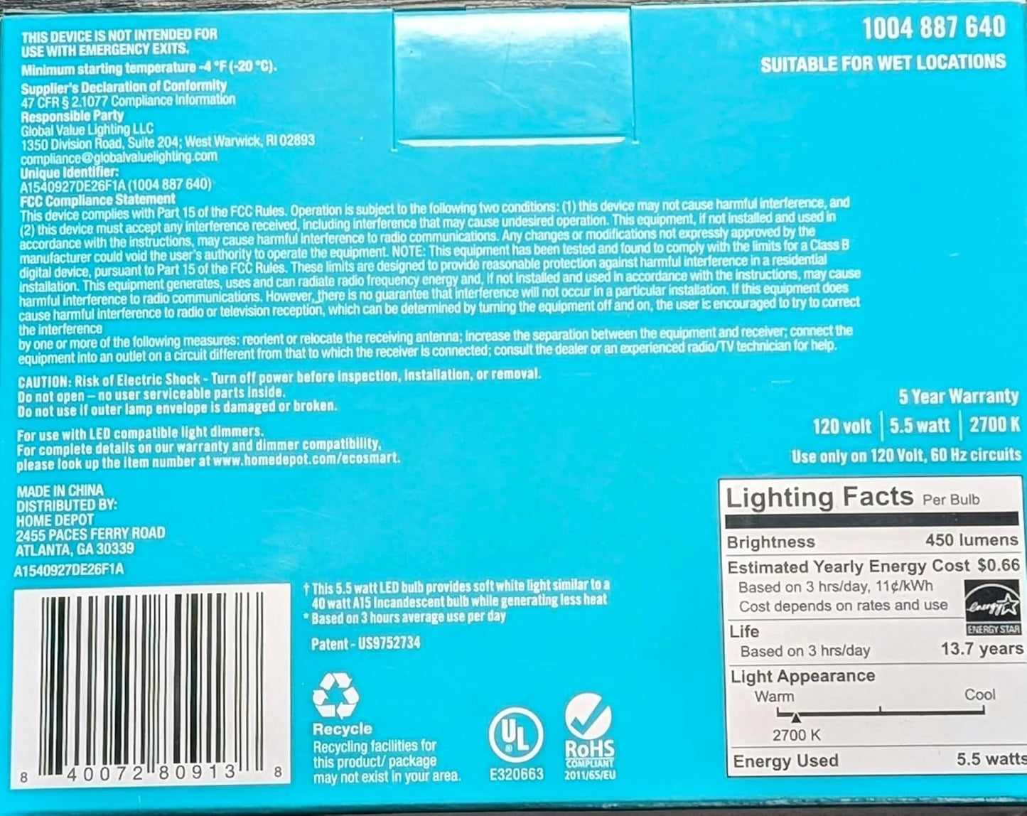 Pack 3 Bombillas LED 40W Blanco Suave