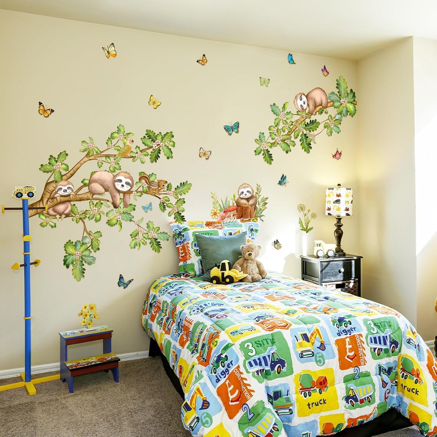 Adhesivos pared hojas sloth mariposa flores para sala dormitorio