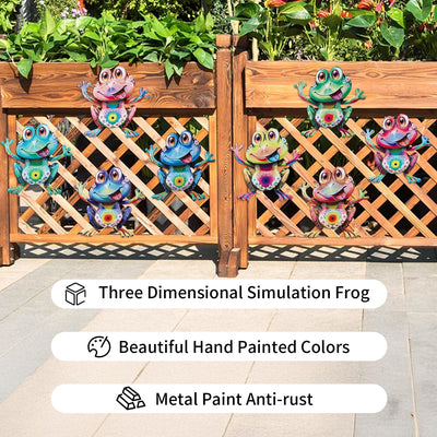 8 Pzas Esculturas Rana Metal para Pared Jardín Hogar