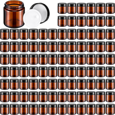 150 Frascos Vidrio 4oz Tapas Herméticos para Cosméticos Negro Ámbar