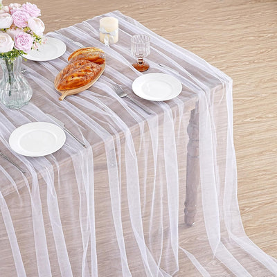 Mantel de gasa blanco 120 pulgadas tela tul transparente para boda y eventos
