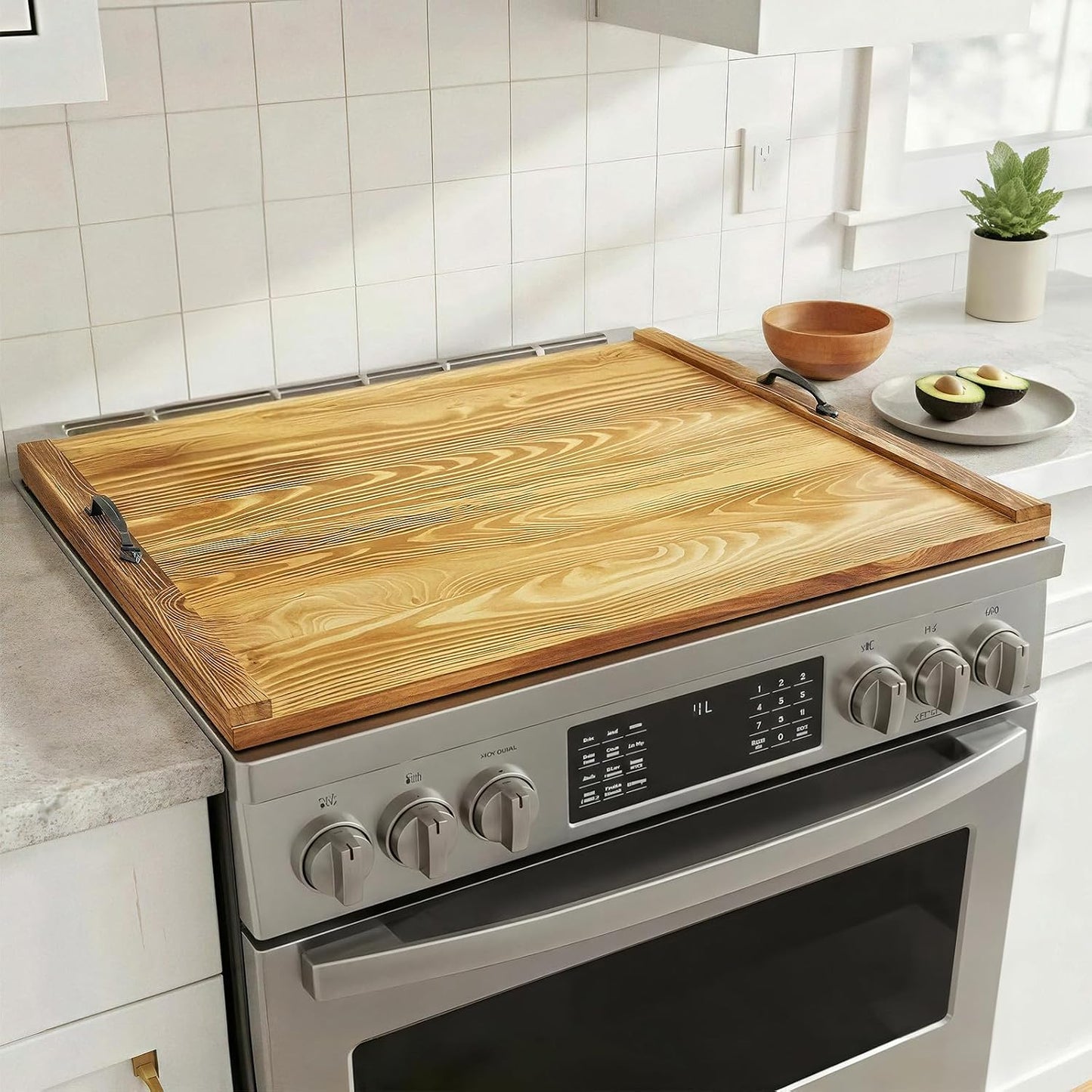 Cubierta estufa bambú 30x22pulg decoración rústica cocina
