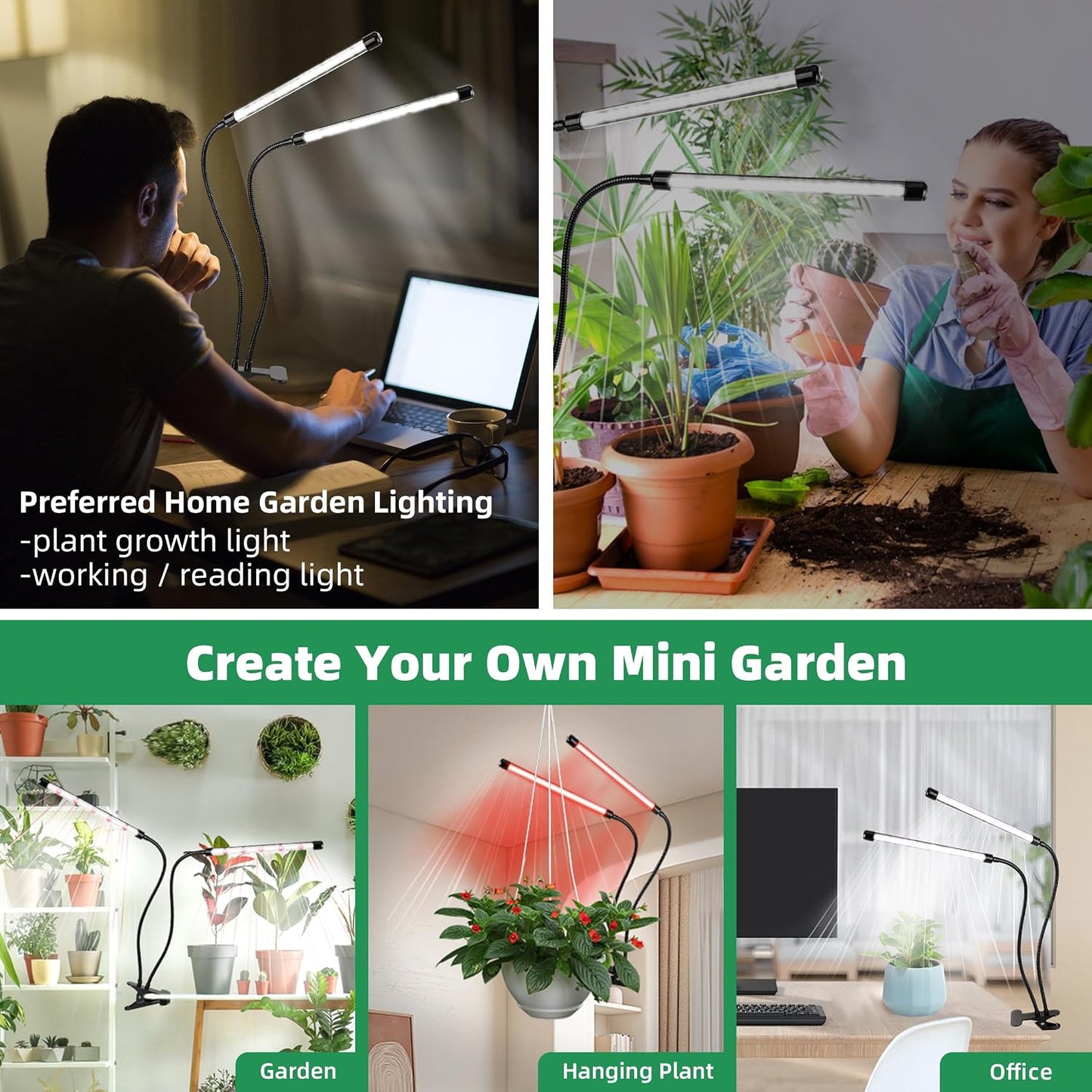 Luz cultivo plantas 6500K 84 LED con clip