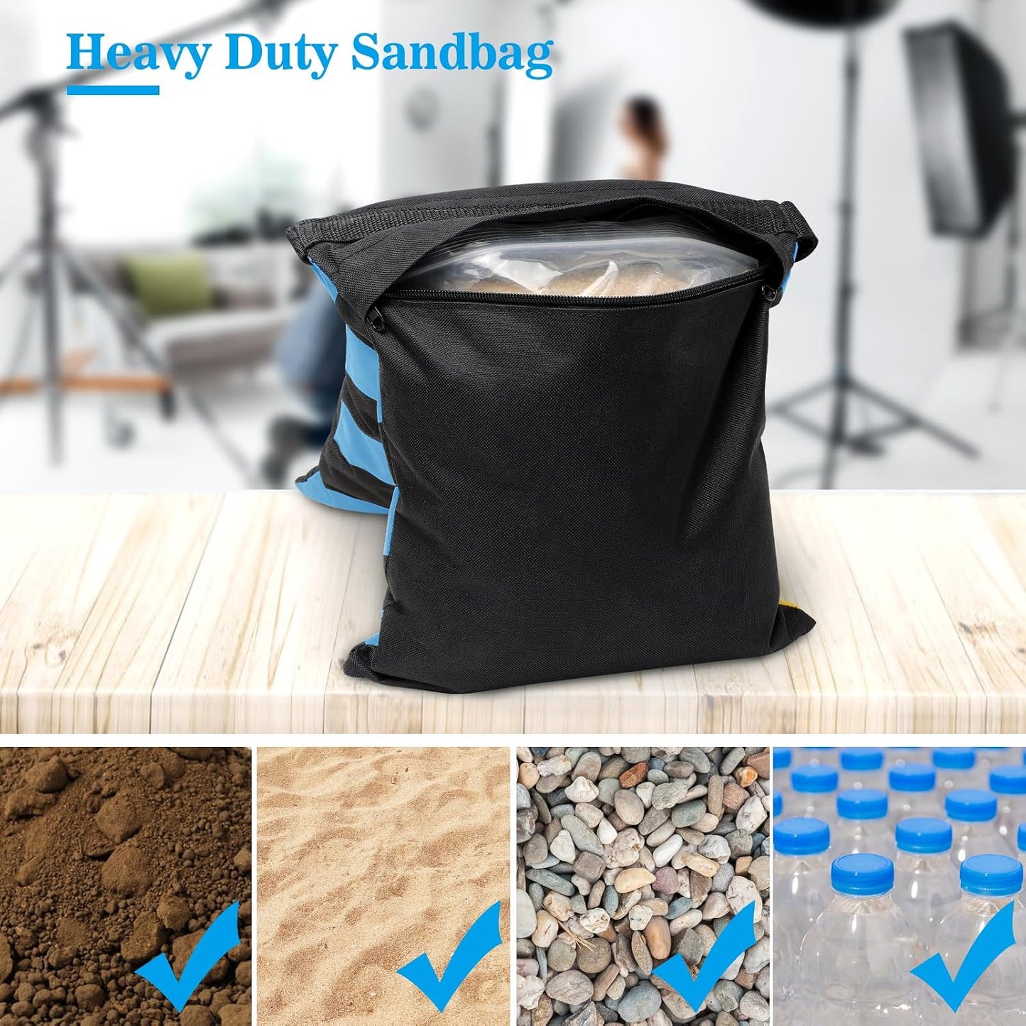 4 Pack Bolsas Arena Azules Soporte Luz Fotografía Trípode Toldo