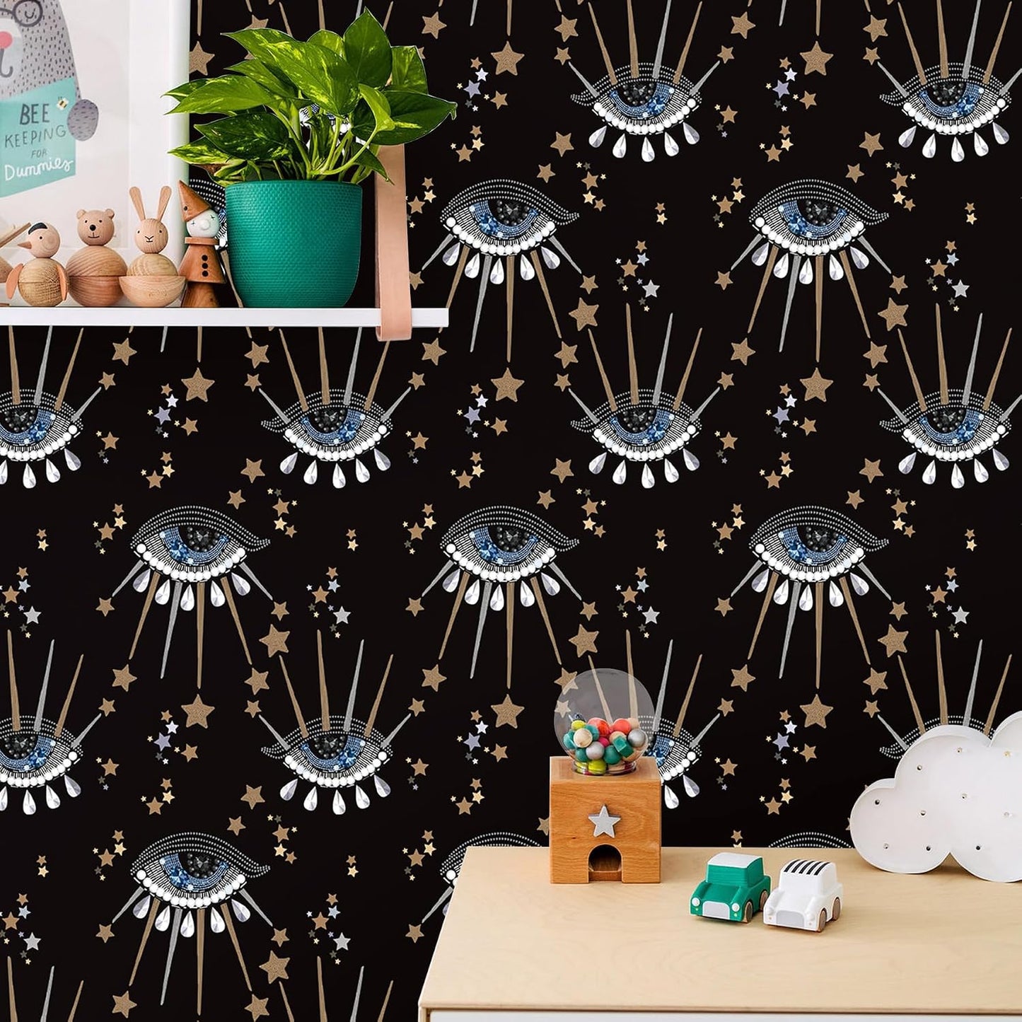 Papel tapiz galaxia 15x189pulg ojos estrellas sol dormitorio niños