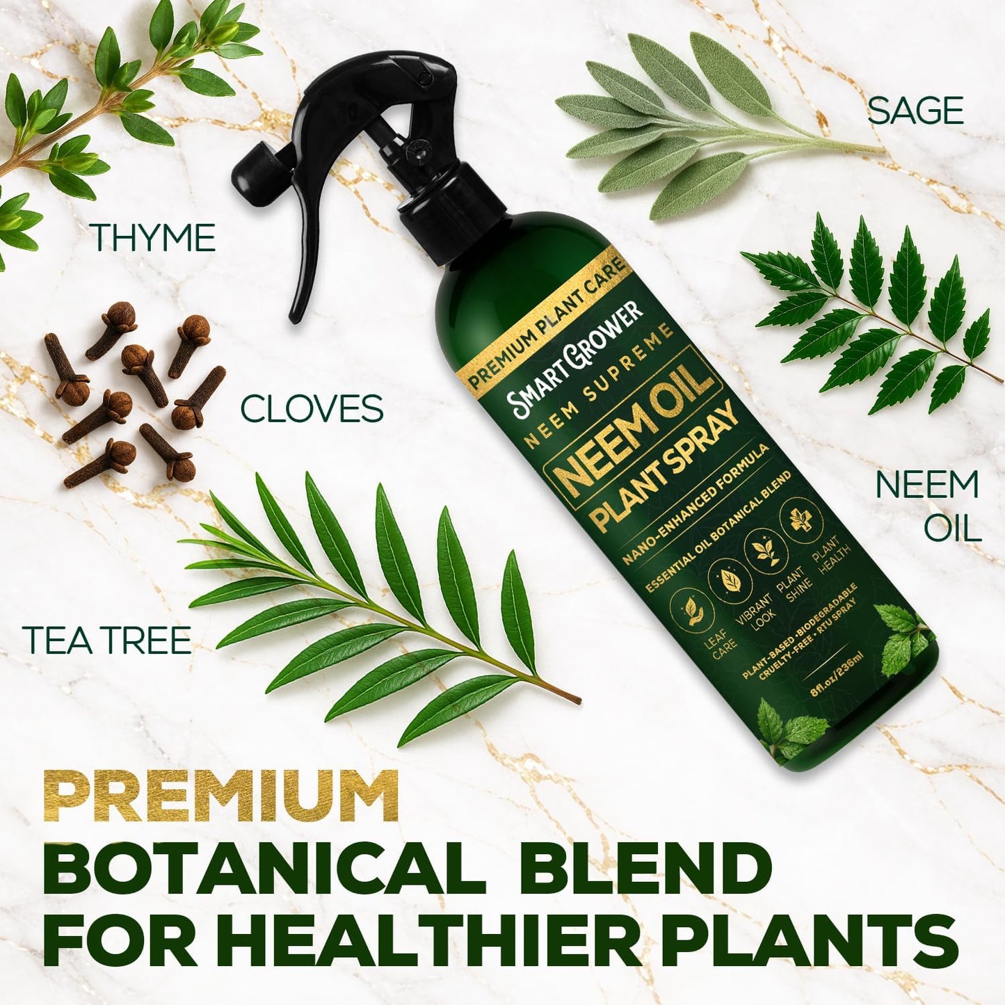Espray aceite neem para plantas jardín interior y exterior 8oz