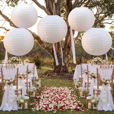 5 Linternas Papel Blanco 35.5pulg Lámpara Luna China Colgante Boda