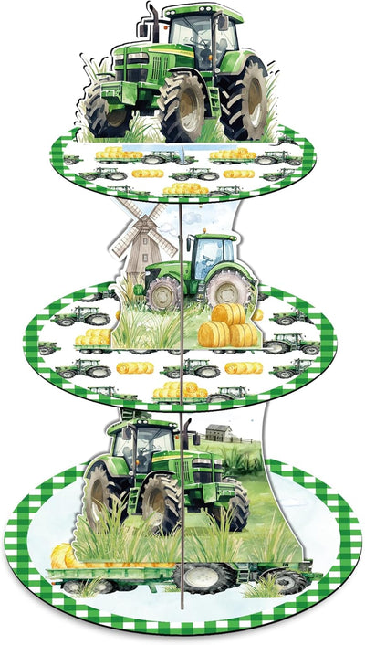 Soporte fiesta tractor 3 niveles para cupcakes granja