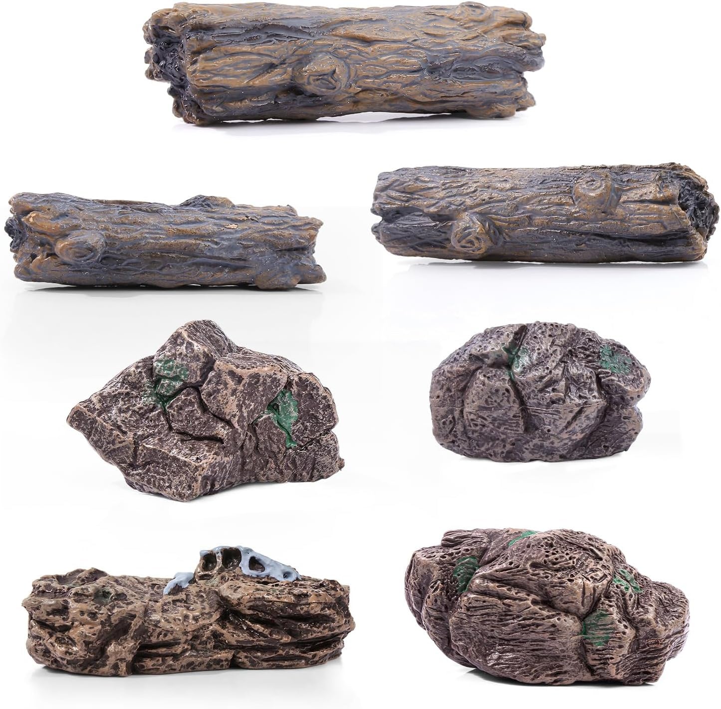 7 Pzas Rocas Artificiales Tocón Mini Árbol Jardín