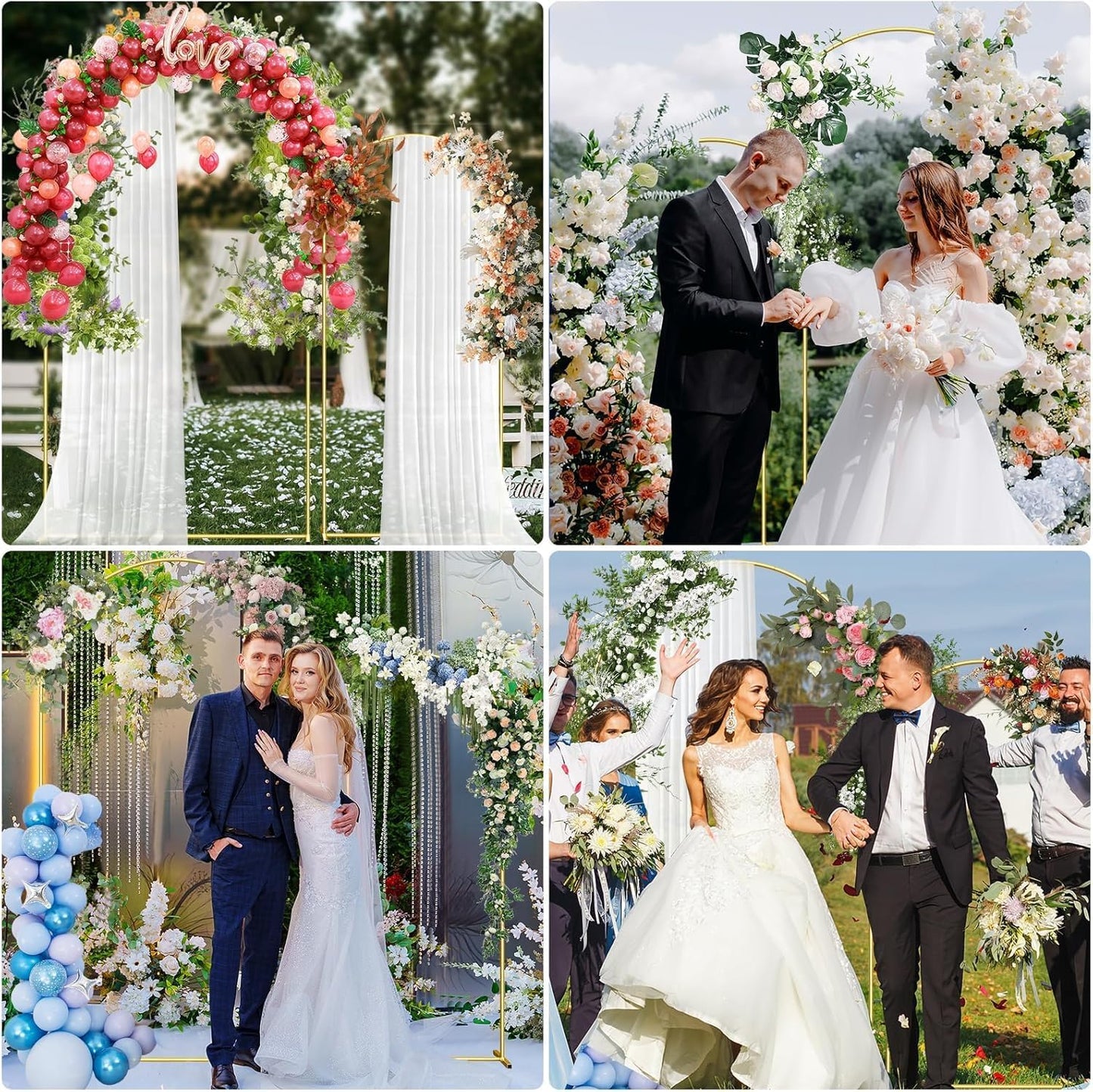 Soporte arco boda dorado 6-7.2 pies set 2