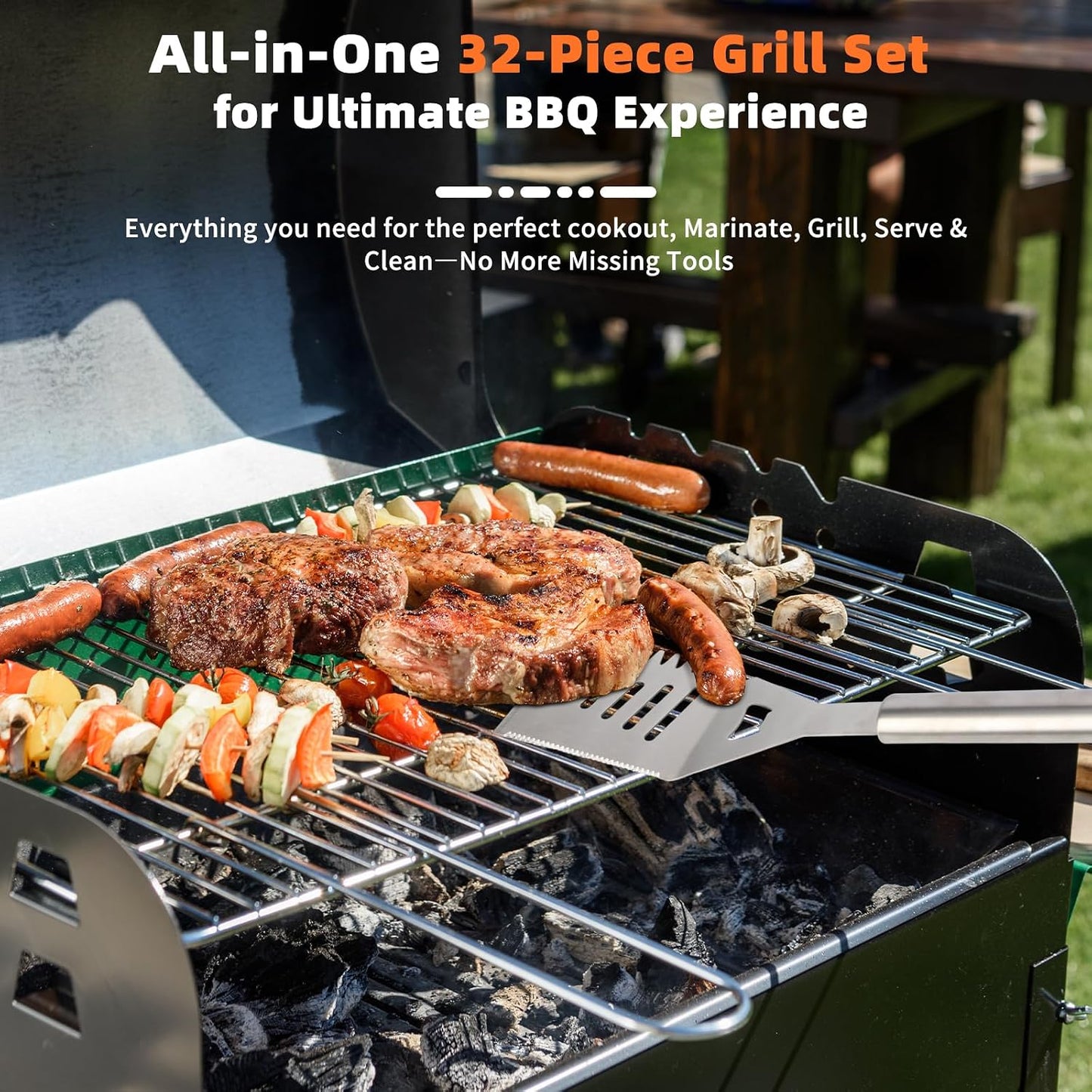 Kit 32 Pzas Utensilios Parrilla Acero Inox