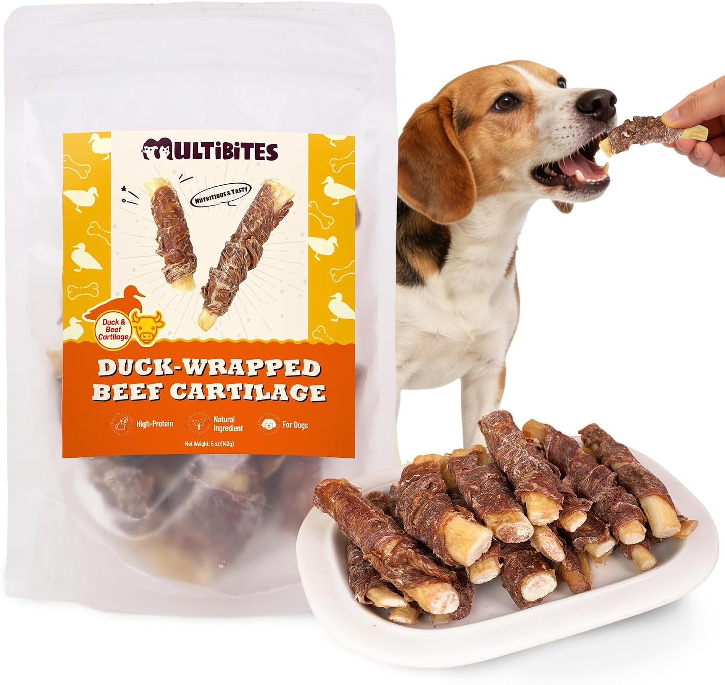 Cartílago res envuelto pato masticable perros 5oz