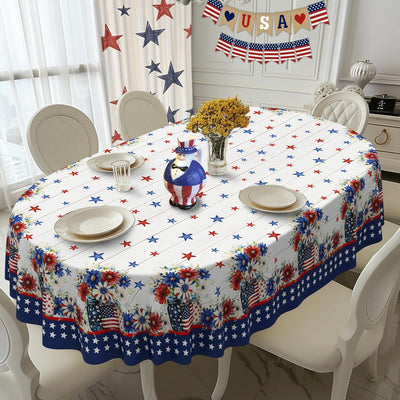 Mantel ovalado del 4 de julio vintage patriótico bandera estadounidense estrellas 54x72