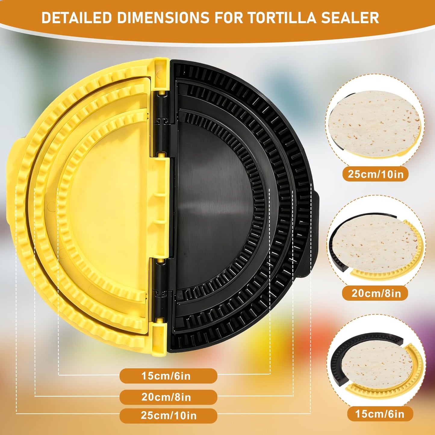 Sellador de tortillas y engarzador para envolturas de 6-10 pulgadas