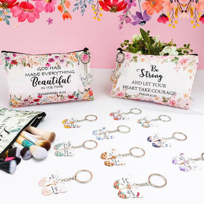 Set 24 Pzas Regalo Bolsas Maquillaje y Llaveros Mariposa