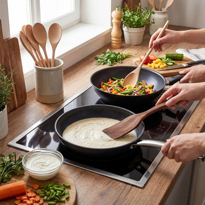 Juego de 7 utensilios de cocina de madera con espátula para pan de levadura y 6 cucharas de madera natural