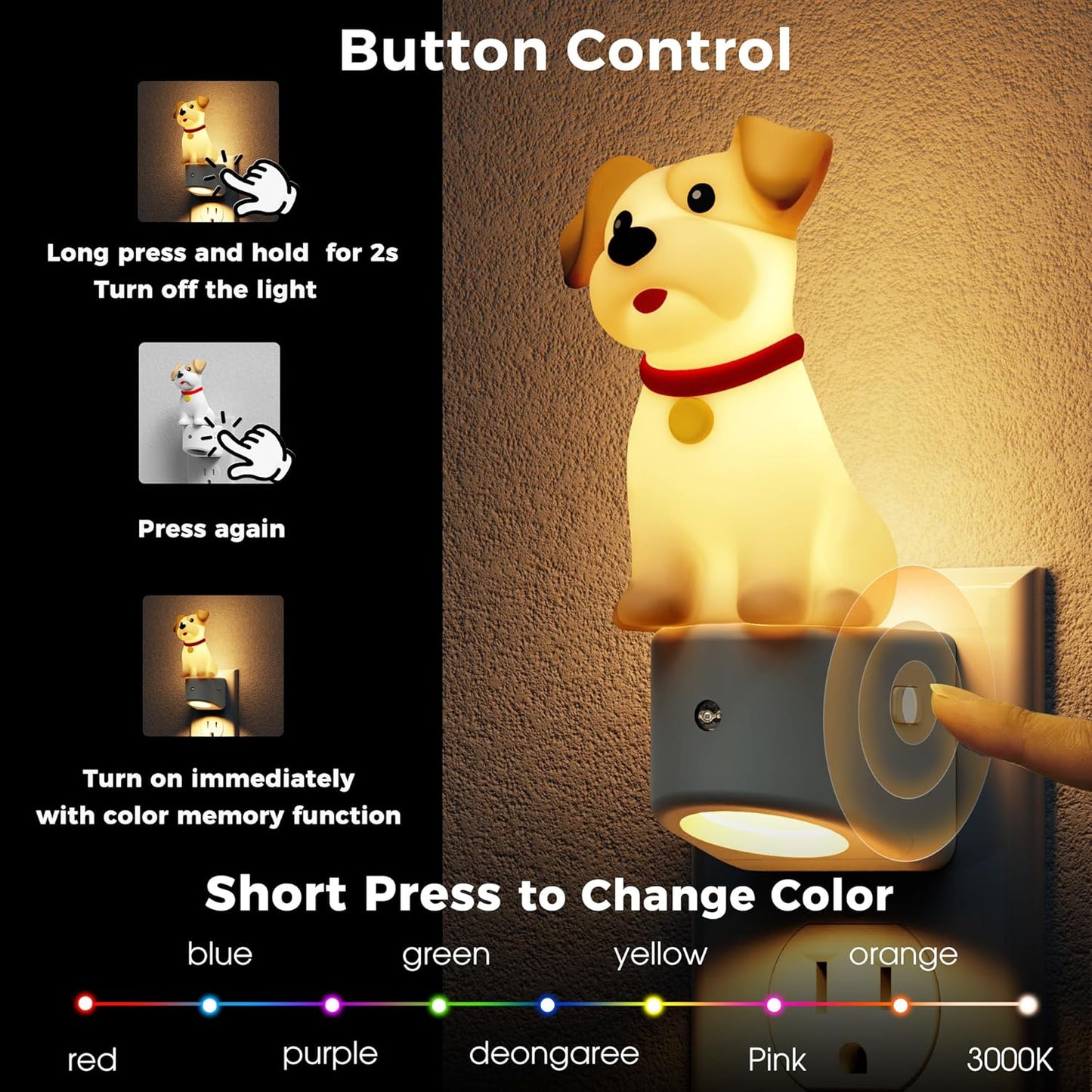 Luz Nocturna 3D para Niños y Perros Schnauzer con Sensor RGB