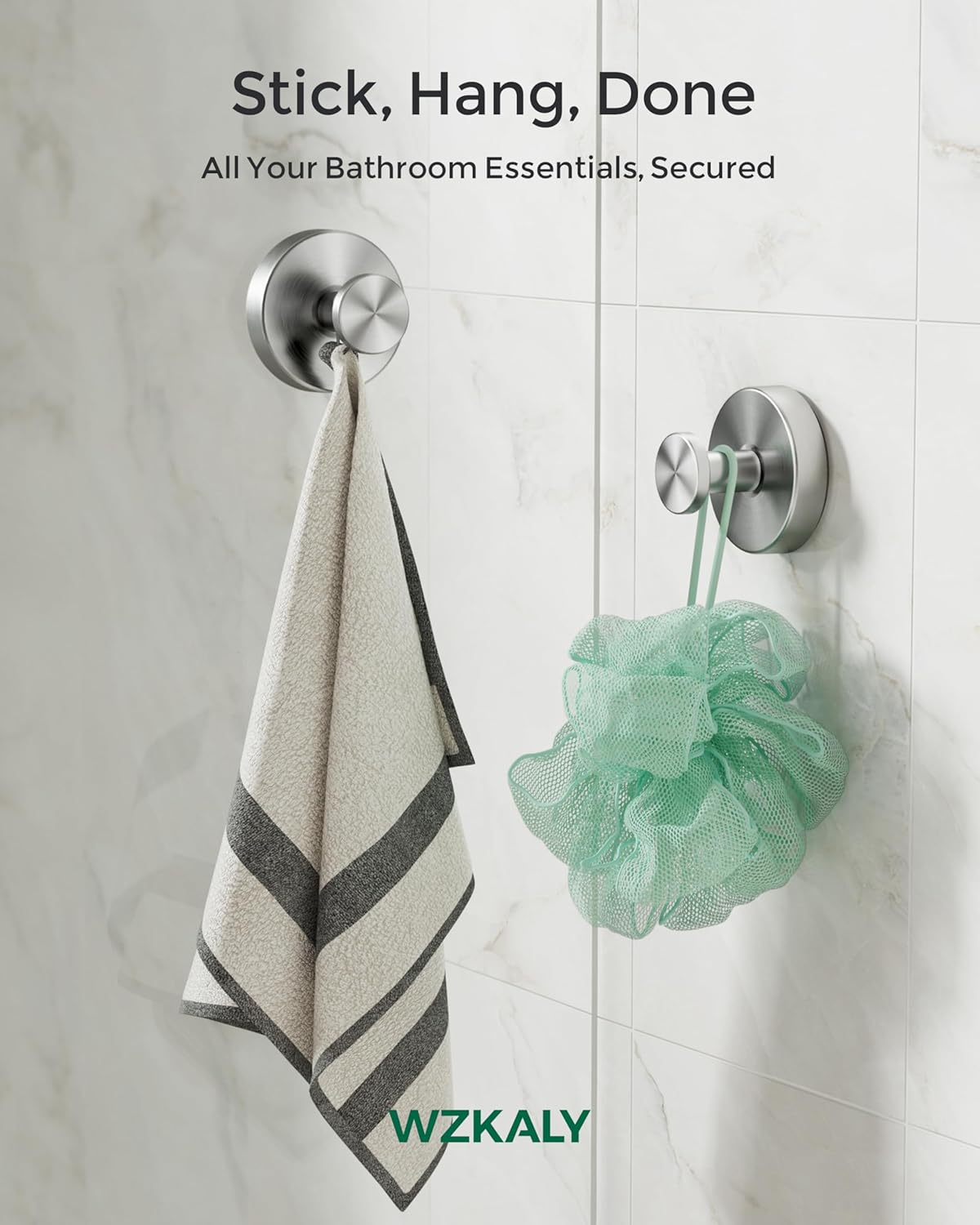 Ganchos ventosa acero inox para ducha baño 4 Uds