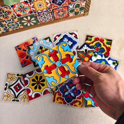 Adhesivo para azulejos Talavera estilo marroquí 3x3pulg