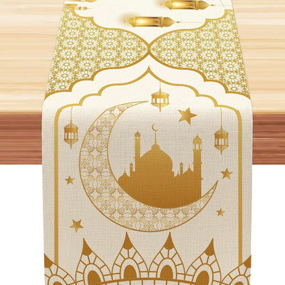 Decoración Ramadán hogar camino mesa dorado 13x72pulg