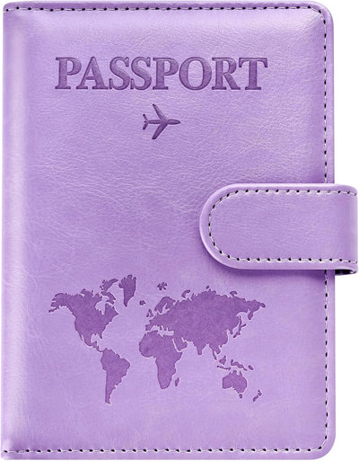 Funda cartera pasaporte C-morado claro cierre magnético