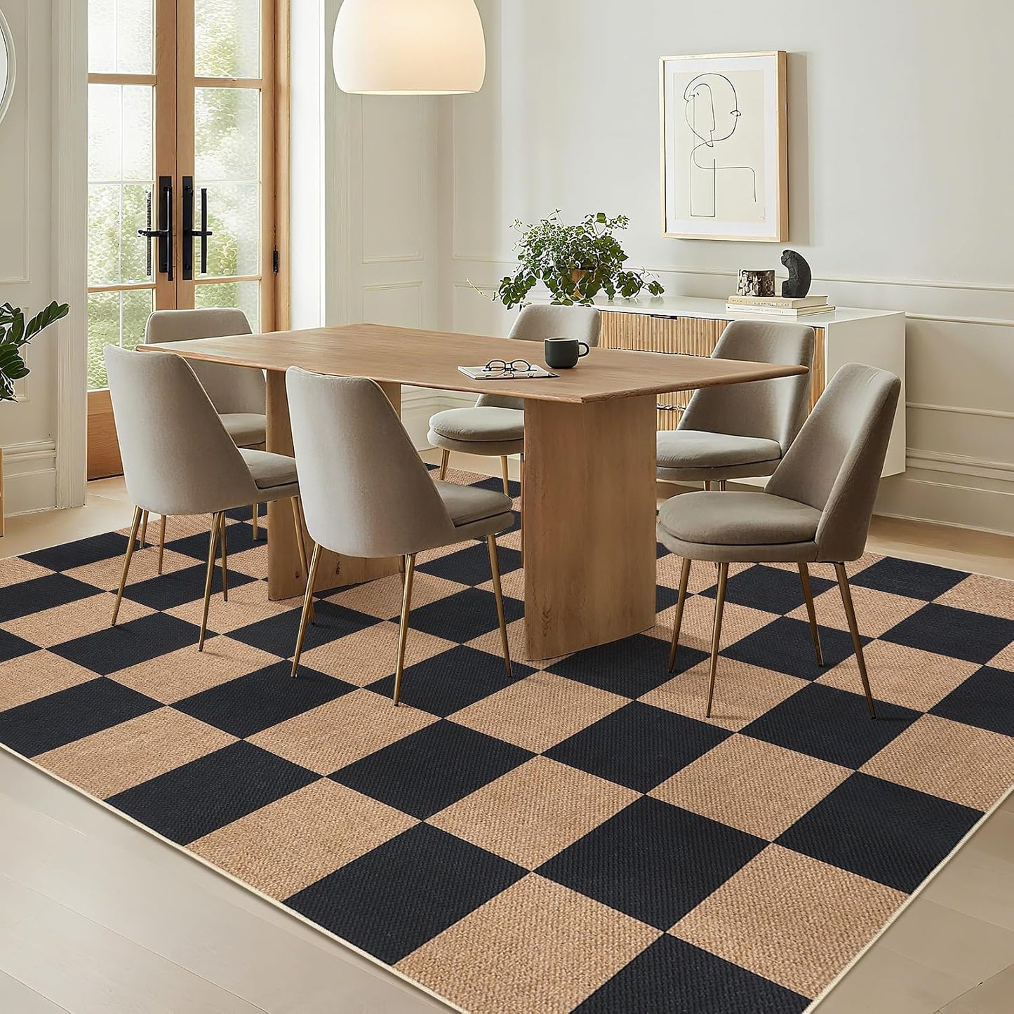 Alfombra lavable yute 6x9ft para sala dormitorio