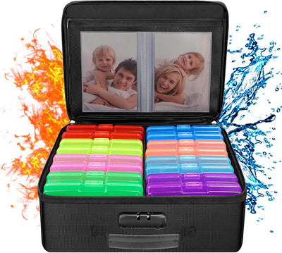 Caja ignífuga fotos 16 estuches 4x6pulg organizador con cerradura
