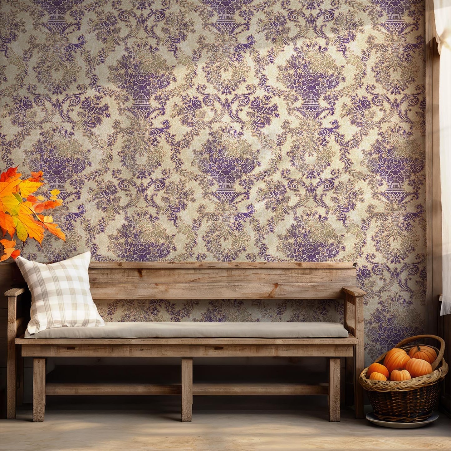 Papel tapiz floral autoadhesivo extraíble impermeable 17.3x118