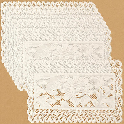 Juego de 8 manteles individuales de encaje beige para mesas de 12 x 18 pulgadas