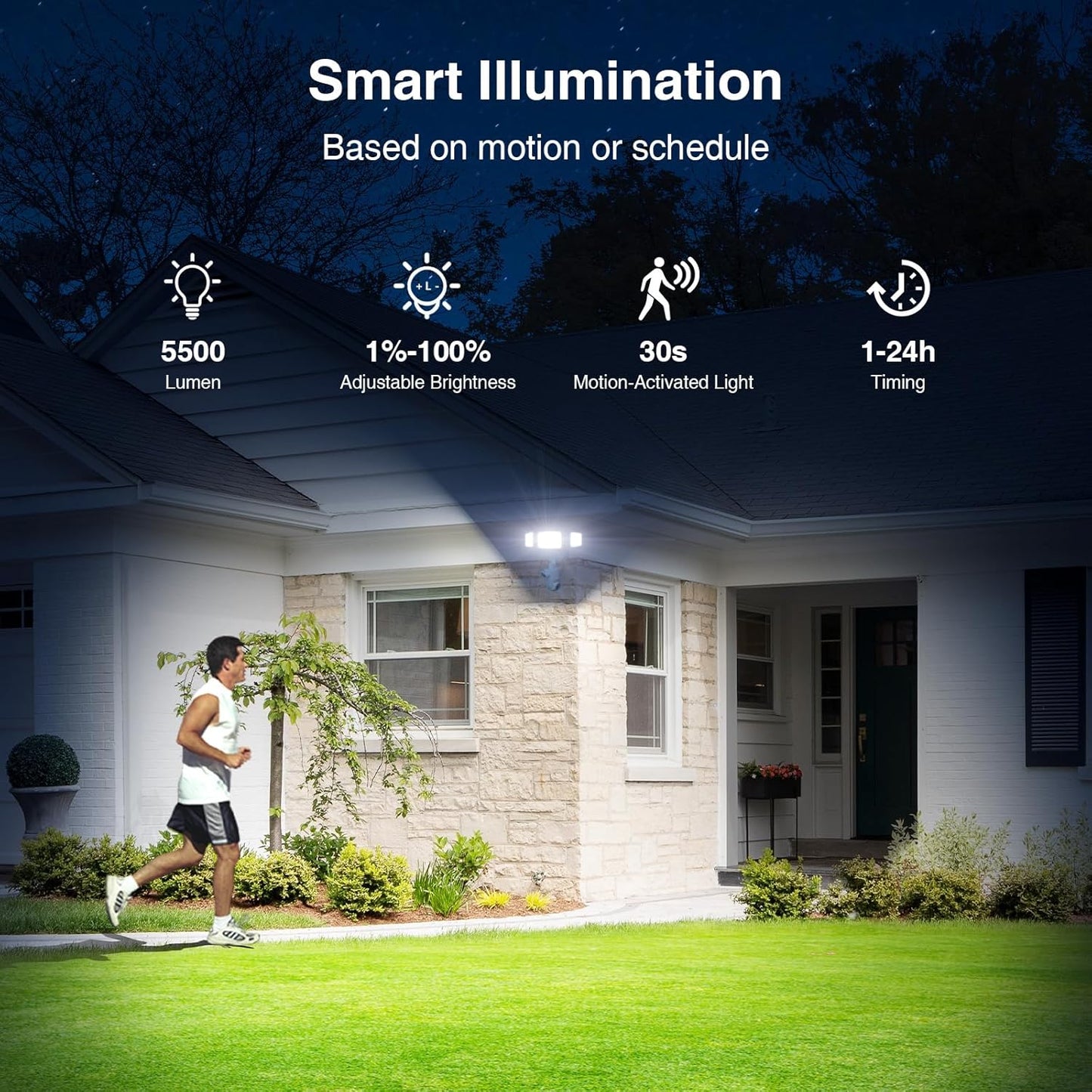 Luz de seguridad con cámara 4MP 5500LM 360° Alexa