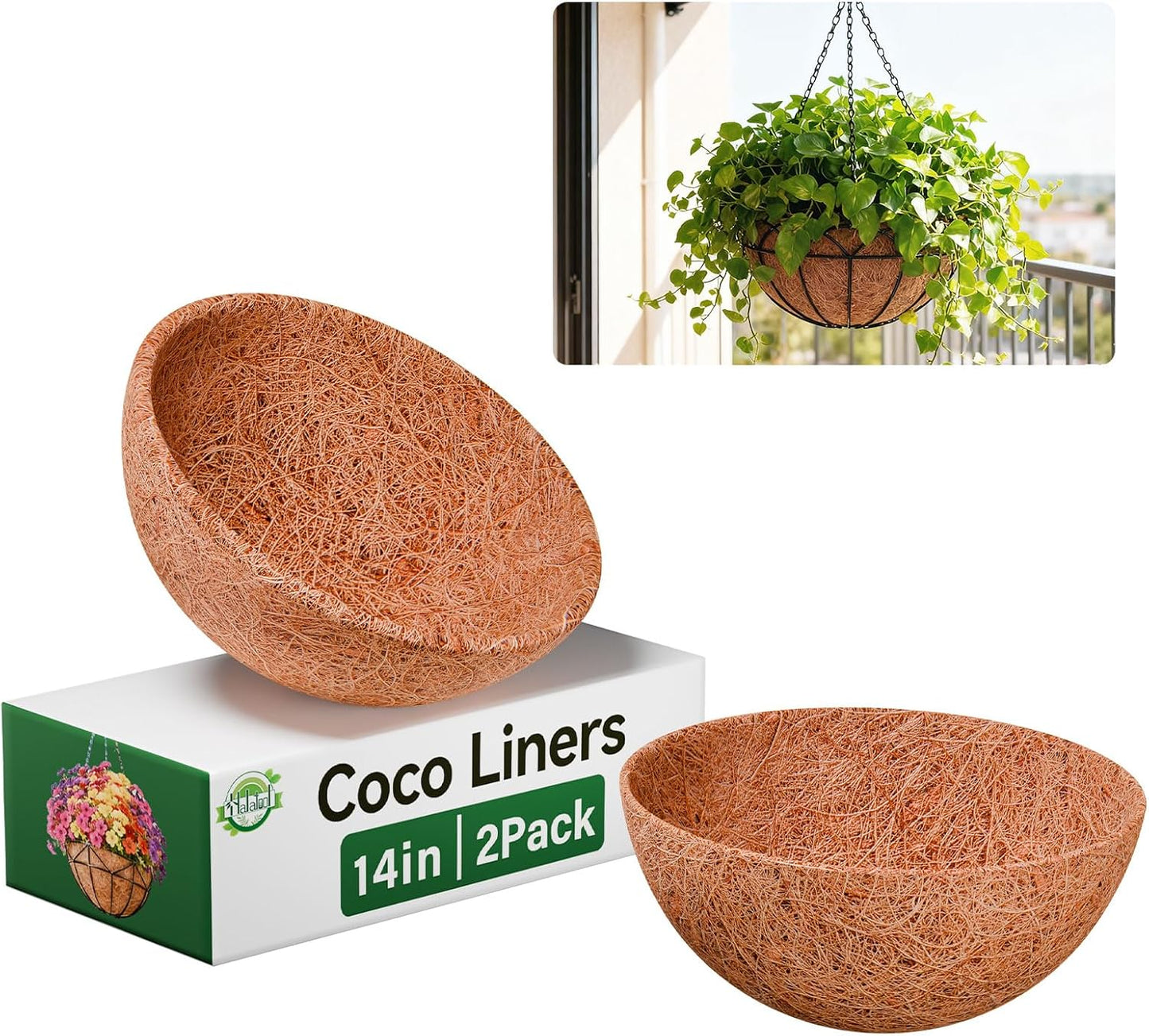 Cesta colgante repuesto coco 14pulg fibra natural pack 2