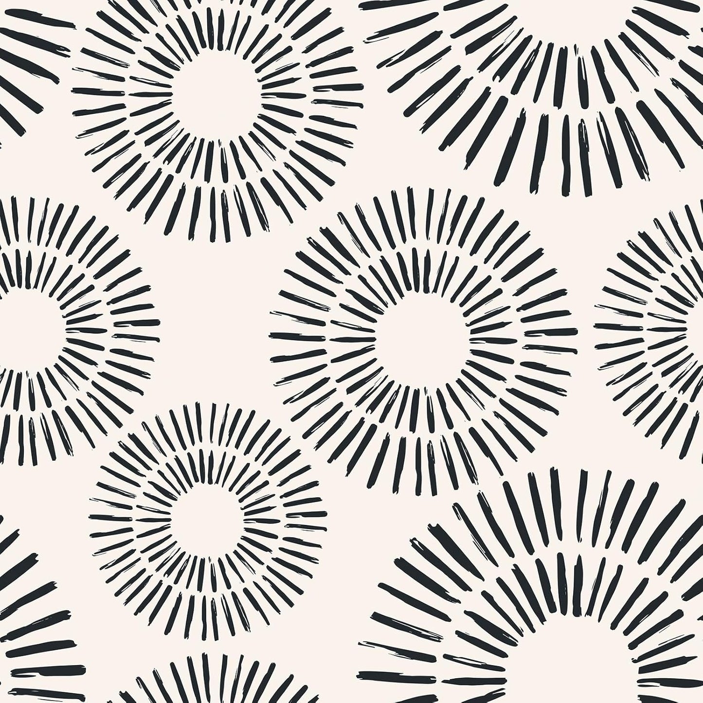 Papel tapiz geométrico negro beige círculo despegable