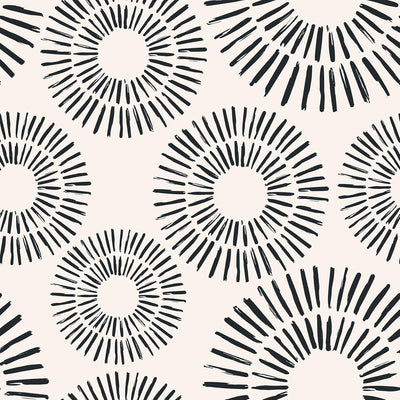 Papel tapiz geométrico negro beige círculo despegable