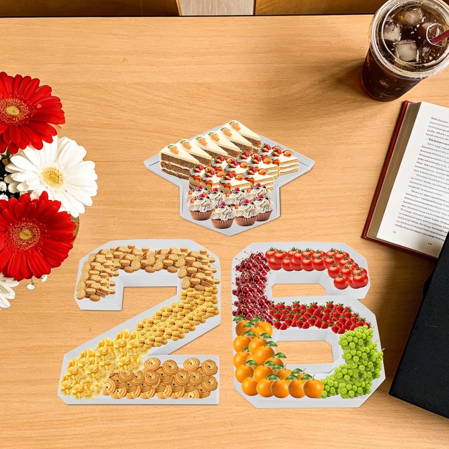 Bandeja de alimentos rellenable para graduación 2026