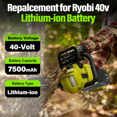Batería litio OP4026 7500 mAh comp Ryobi 40 V con LED negro