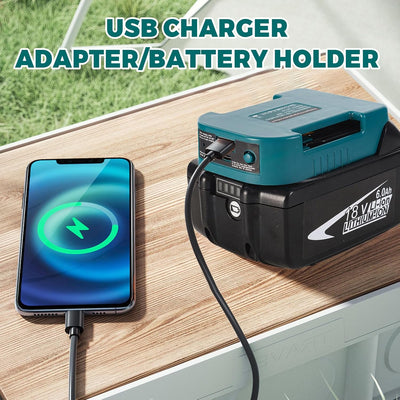 Adaptador batería 18V con cargador dual USB-C y USB-A