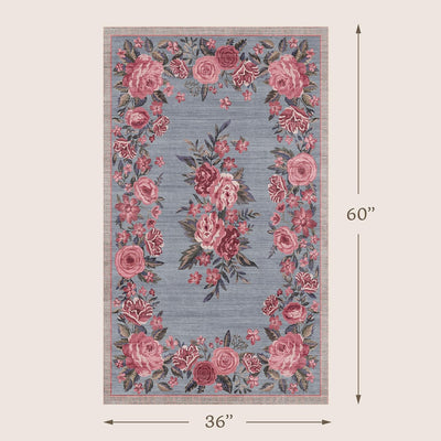 Alfombras interior lavables 3x5ft antideslizantes color azul polvoriento