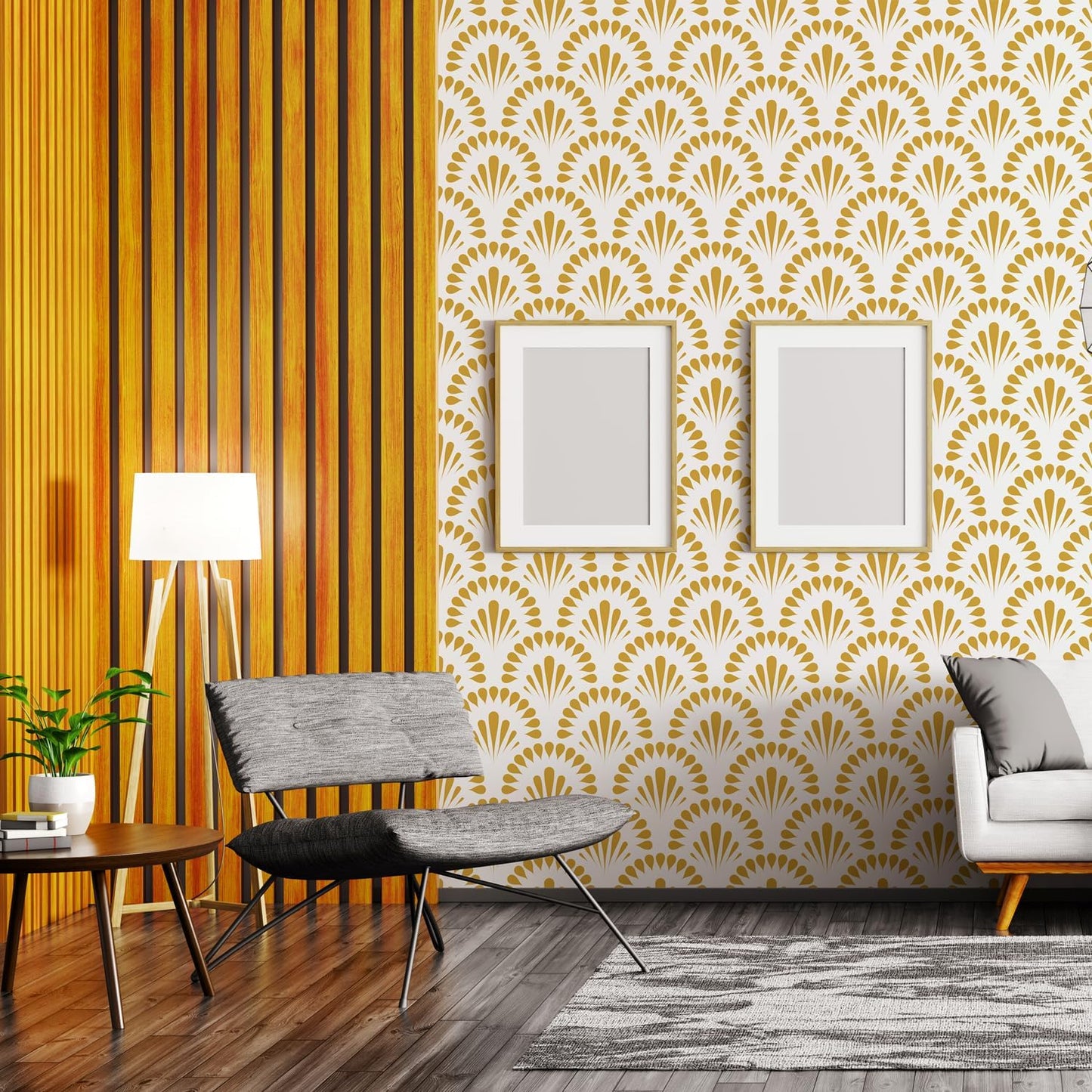 Papel tapiz adhesivo geométrico dorado para dormitorio