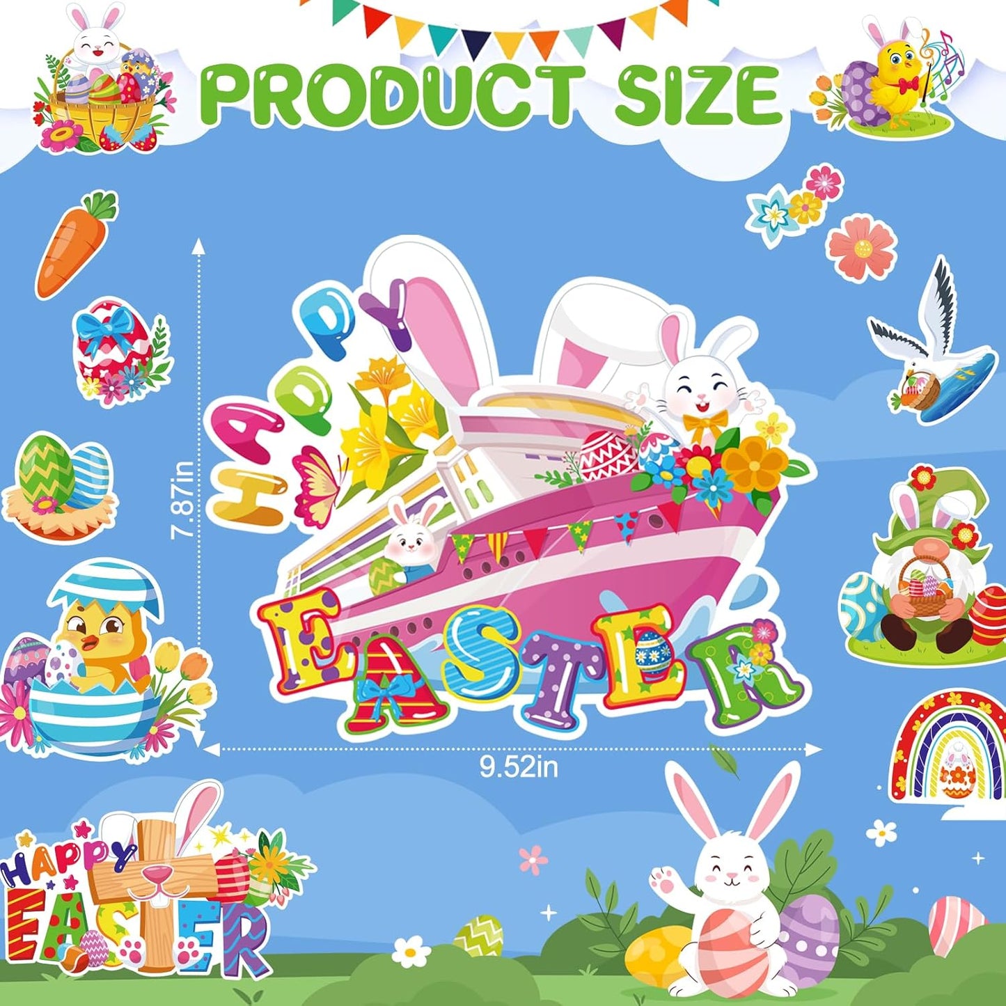 21 Pzas Decoración Puerta Pascua Huevos Conejitos Imanes Refri