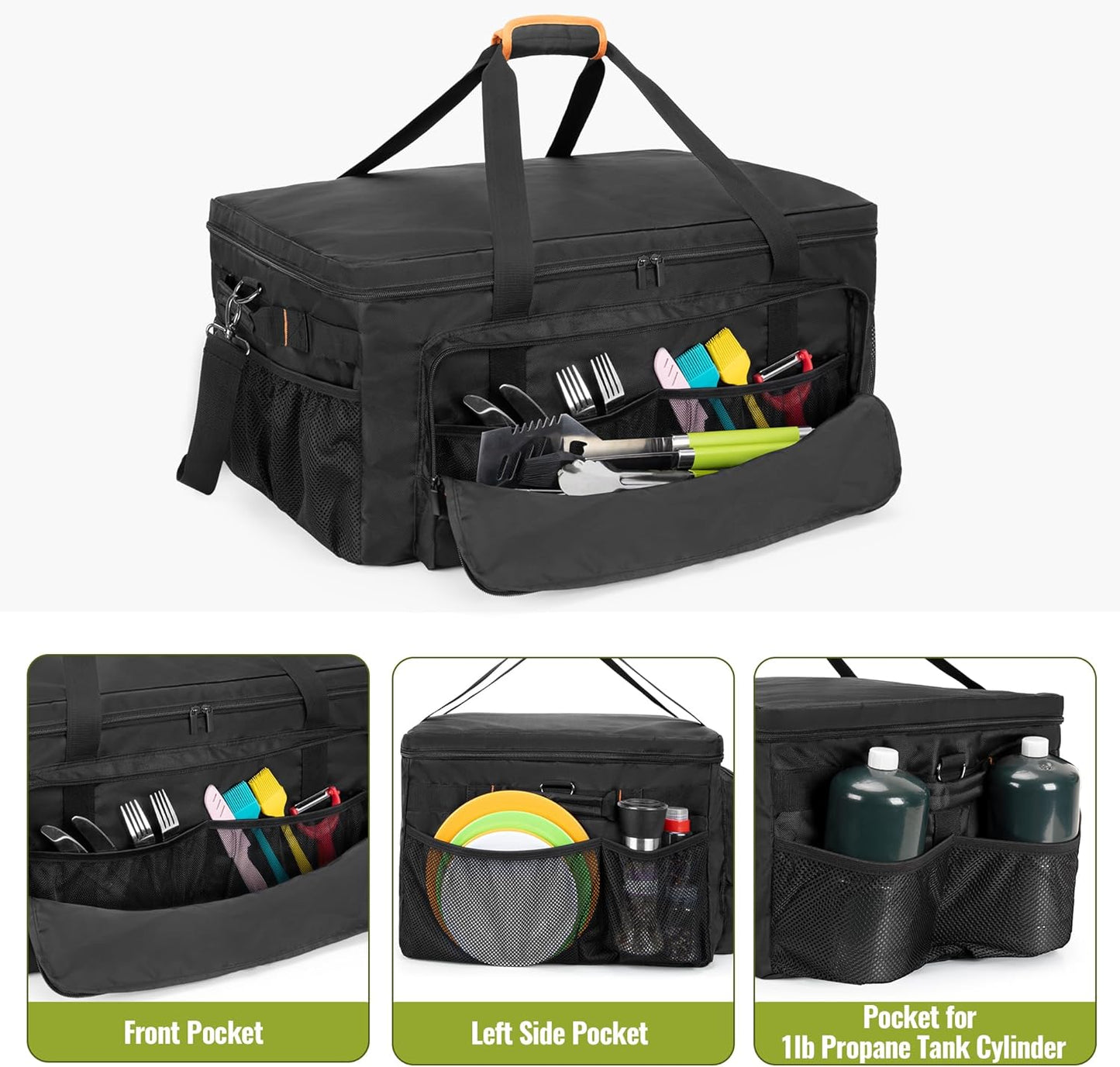 Funda transporte parrilla gas 1 quemador bolsillos