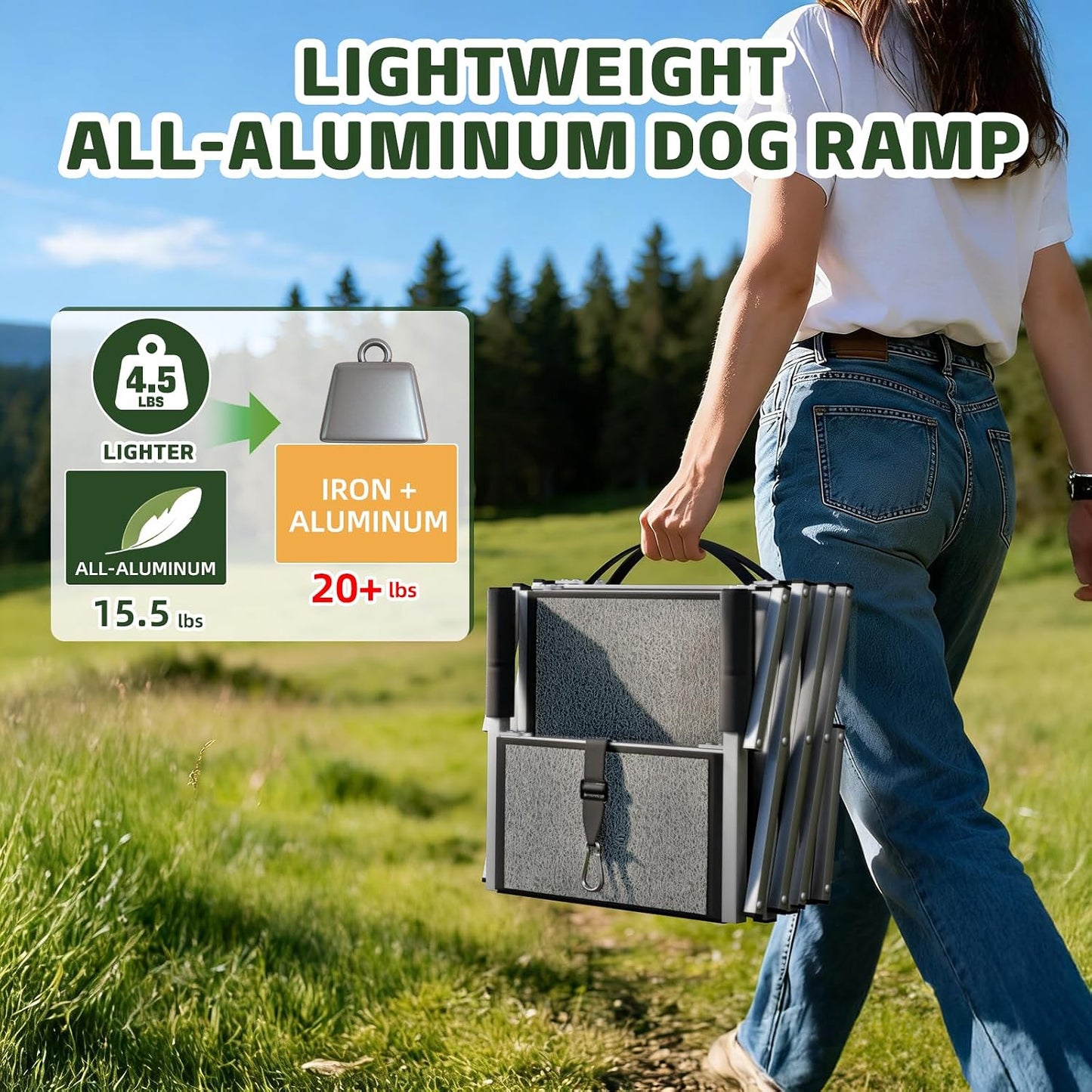 Escalera para perros grande plegable 4 pasos aluminio 250lbs