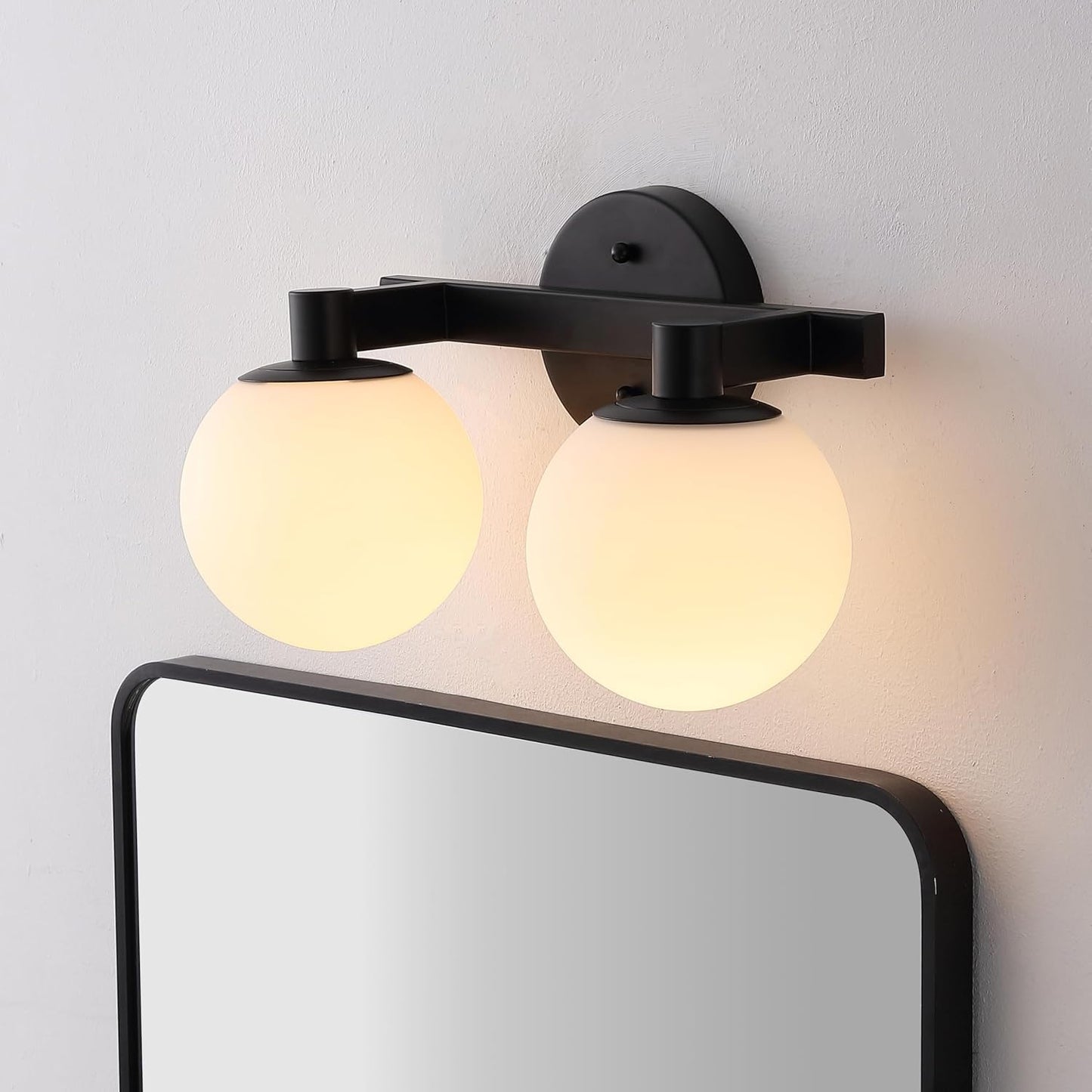 Aplique pared Art Deco 2 luces LED metal negro 15.25pulg