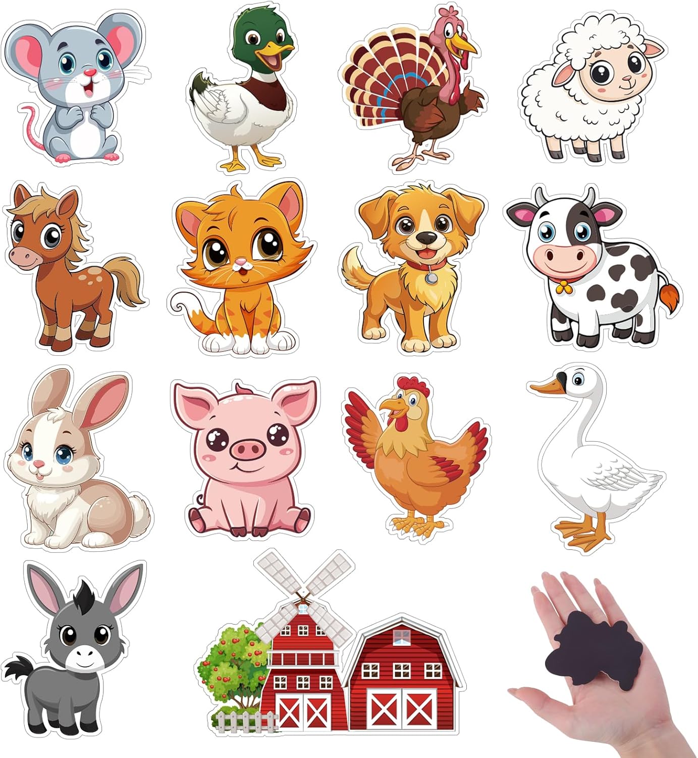 14 Imanes Animales de Granja para Refrigerador Madera 2.36x1.96pulg