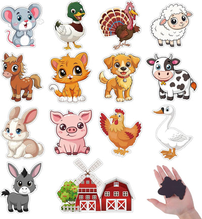 14 Imanes Animales de Granja para Refrigerador Madera 2.36x1.96pulg