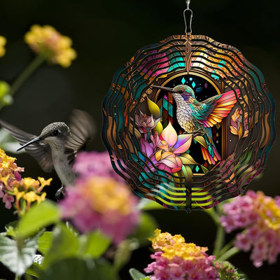 Molinillo viento colibrí 3D acero 10pulg exterior decoración jardín