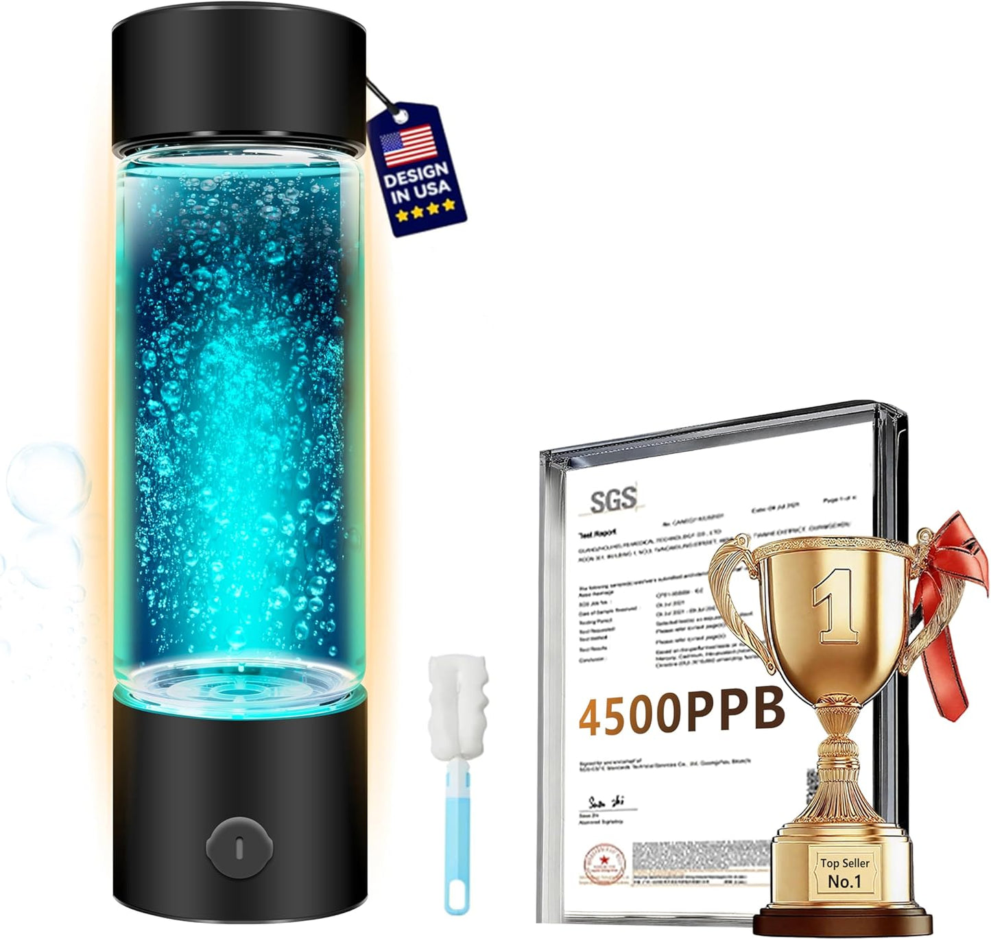 Botella agua hidrógeno generador certificado 4500ppb