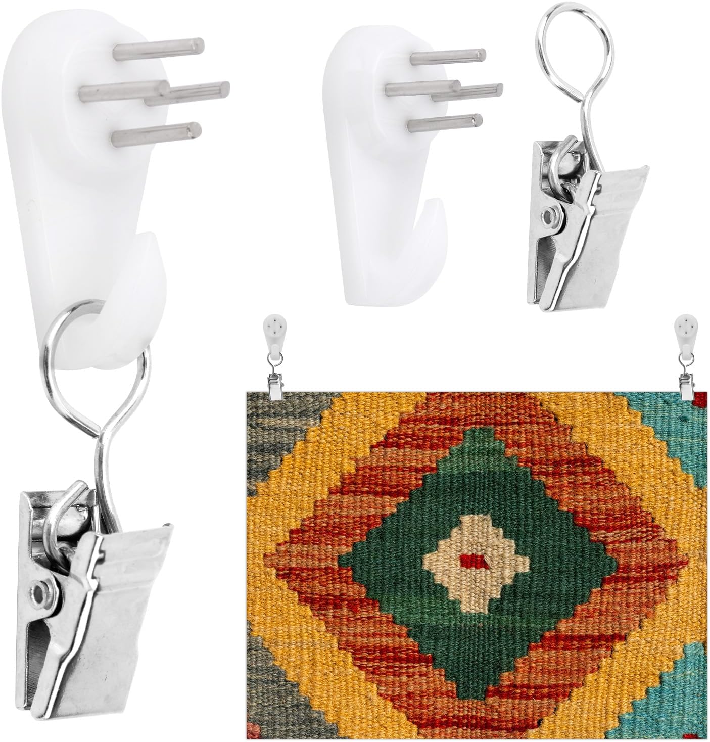 24 Perchas para Tapiz con Clips Metal Accesorio Durable